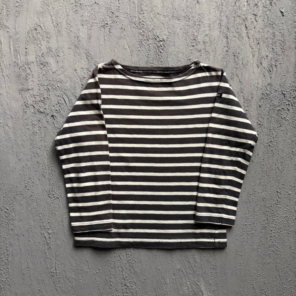 Denim Dungaree Long Sleeve Shirt Medium 120CM Boat Neck Baby Tee Japan
